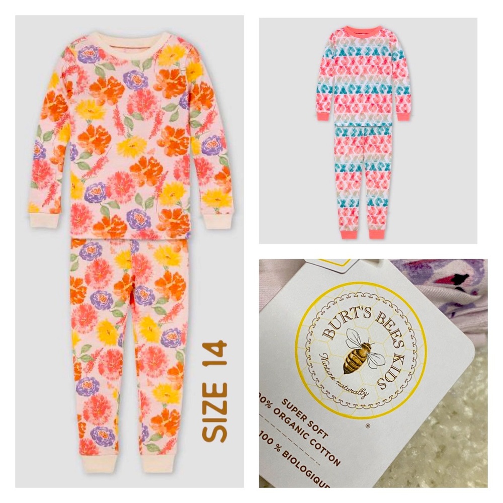 Burt's Bees Baby® Girls' 2pc Floral /Rainbow Organic Cotton Pajama Set -Cream 14